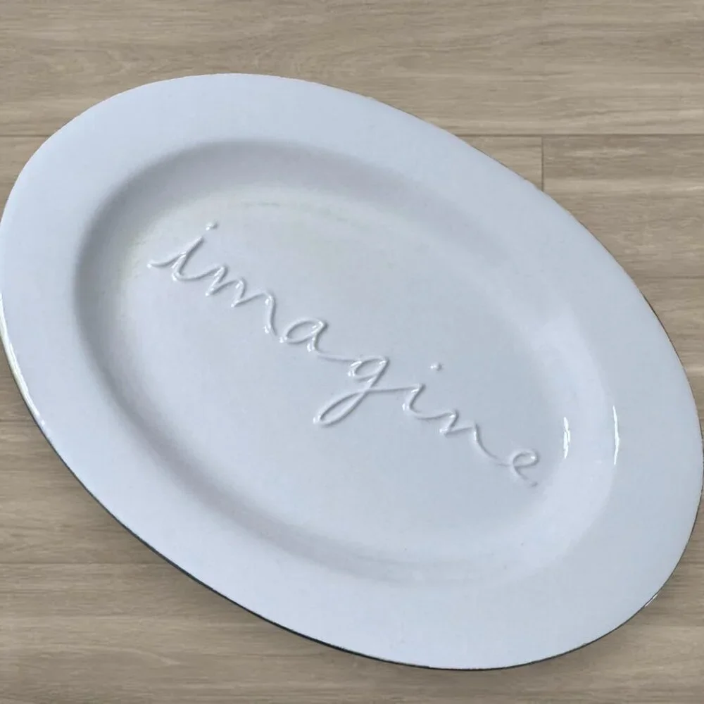 Sandra Magsamen Dept 56 White Stoneware Oval Cocktail Dessert Plates Set of 4